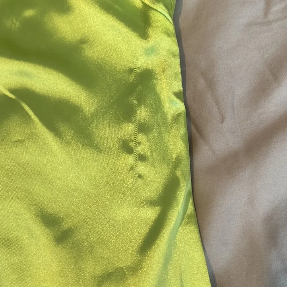 T Tahari navy blue sheath w/print band green & blue zipper & green lining - Picture 10 of 15